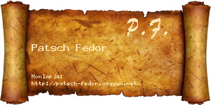 Patsch Fedor névjegykártya